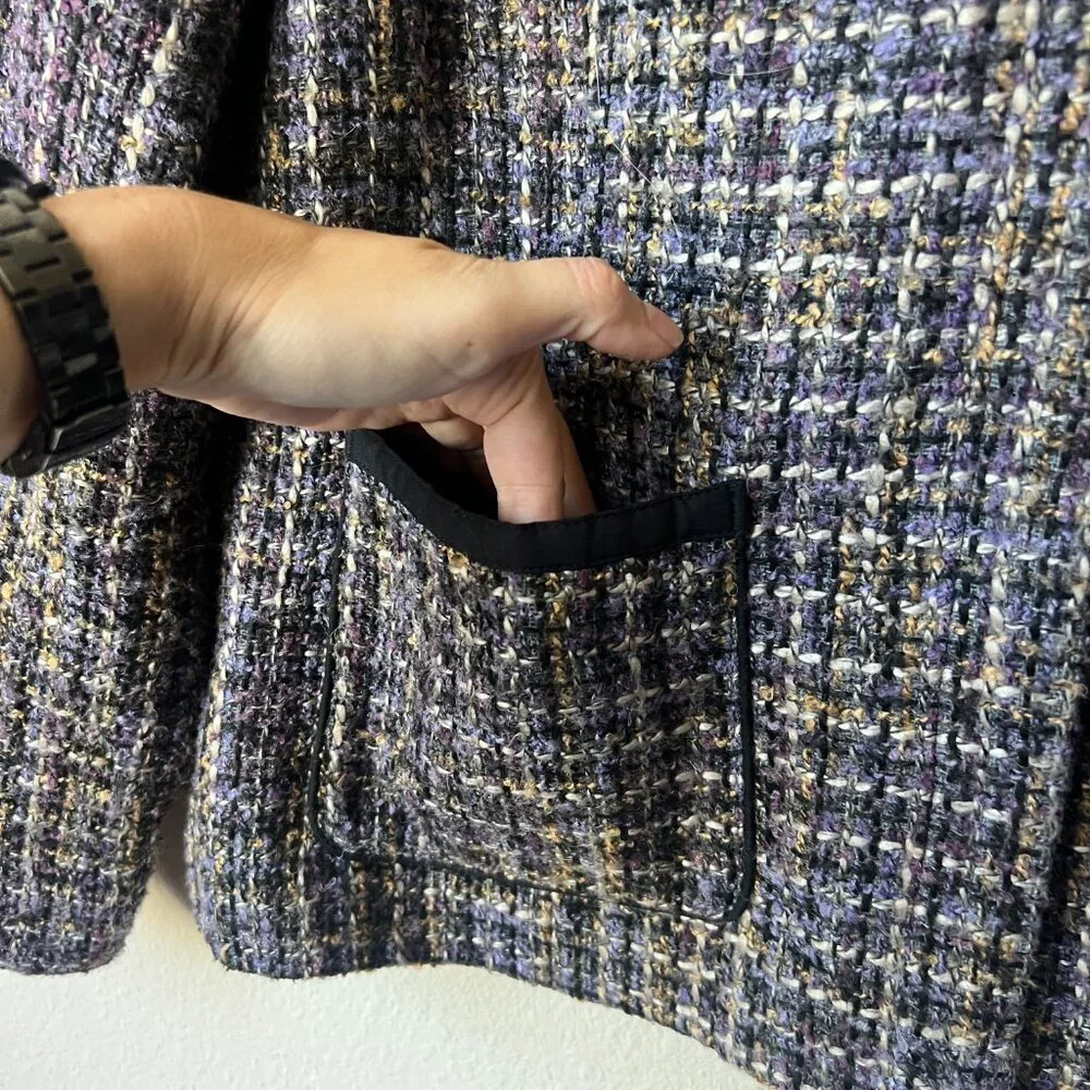 Coldwater Creek Multicolor Collarless Tweed Jacket Size 14 - Picture 4 of 7